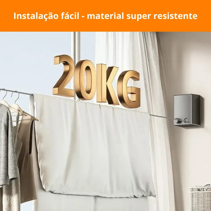 Varal Tazzi Invisível Retrátil de Aço inox