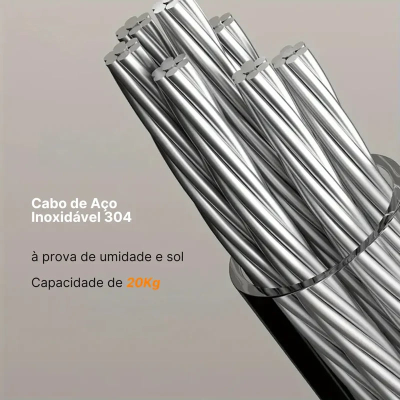 Varal Tazzi Invisível Retrátil de Aço inox